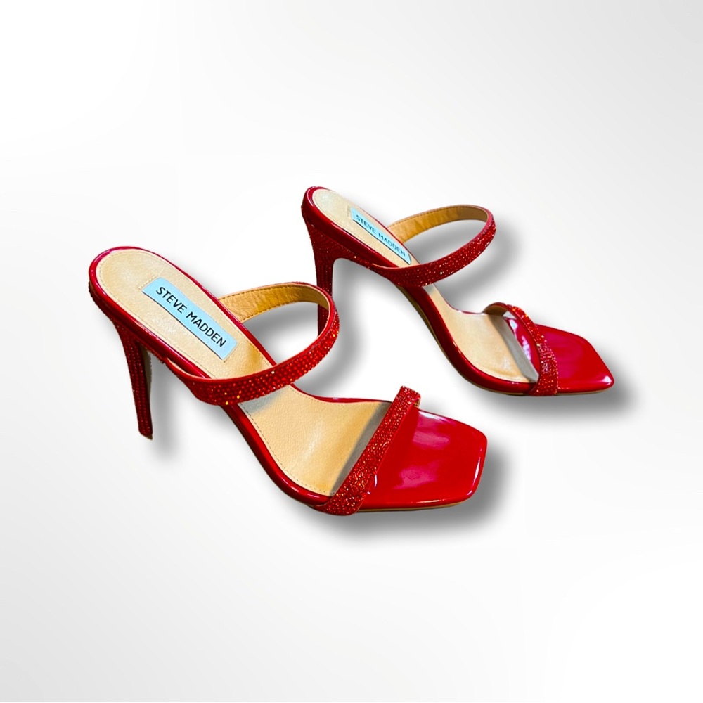 ❤️‍🔥Steve Madden Vidal Evening Sandal, Women's Size 6.5, Ruby Red, MSRP $110